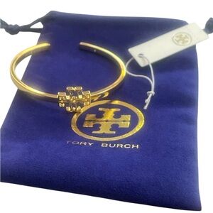 Tory Burch Gold Open Logo Cuff Bracelet